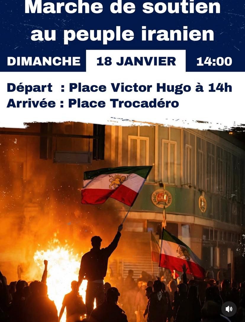 Dimanche 18 janvier 14h : Marche de soutien au peuple iranien
