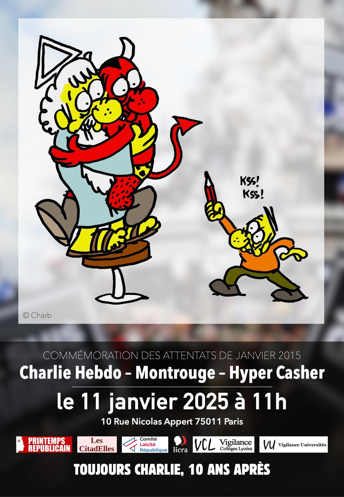 Samedi 11 janvier 11h : 10 ans après, toujours Charlie !