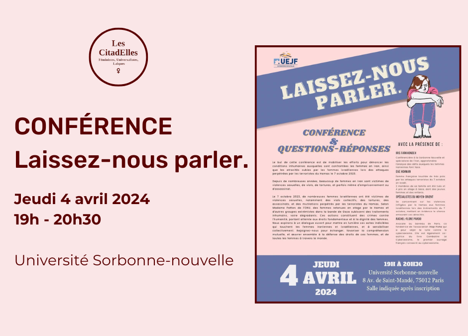 Jeudi 4 avril : Conférence à l’université Sorbonne Nouvelle