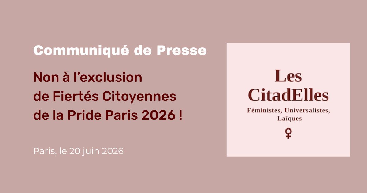 communiqué de presse Les CitadElles : Fiertés Citoyennes