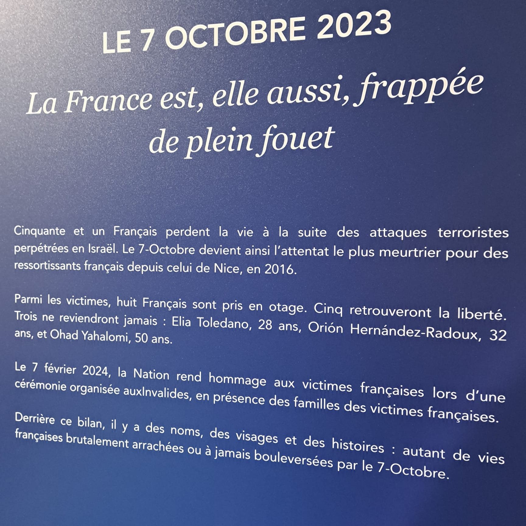 pavillon-Memoriel-7octobre- la France elle aussi frappée de plein fouet La France est elle aussi touchée de plein fouet